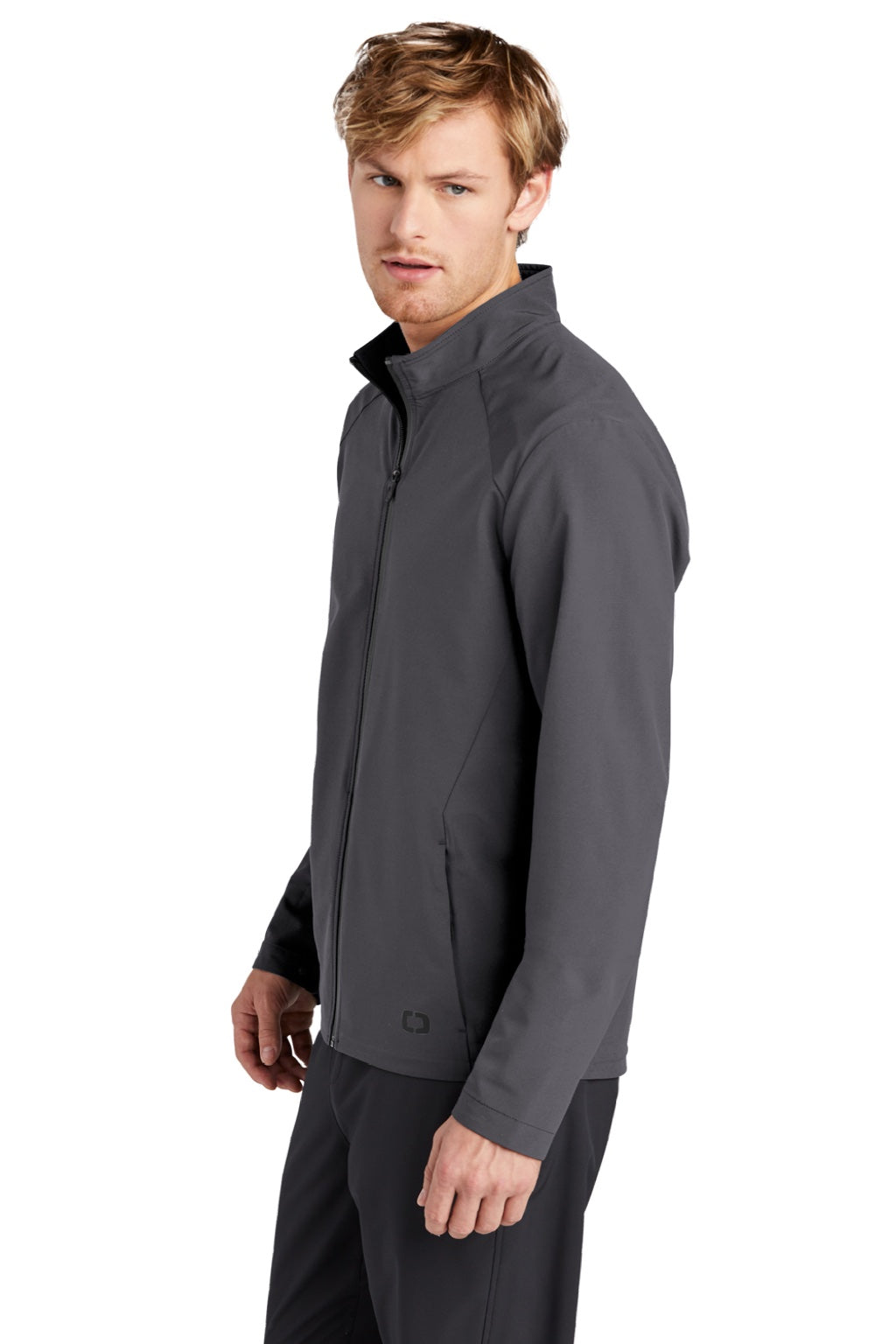 Ogio OG706 Mens Connection Water Resistant Full Zip Jacket Tarmac Grey Model Side