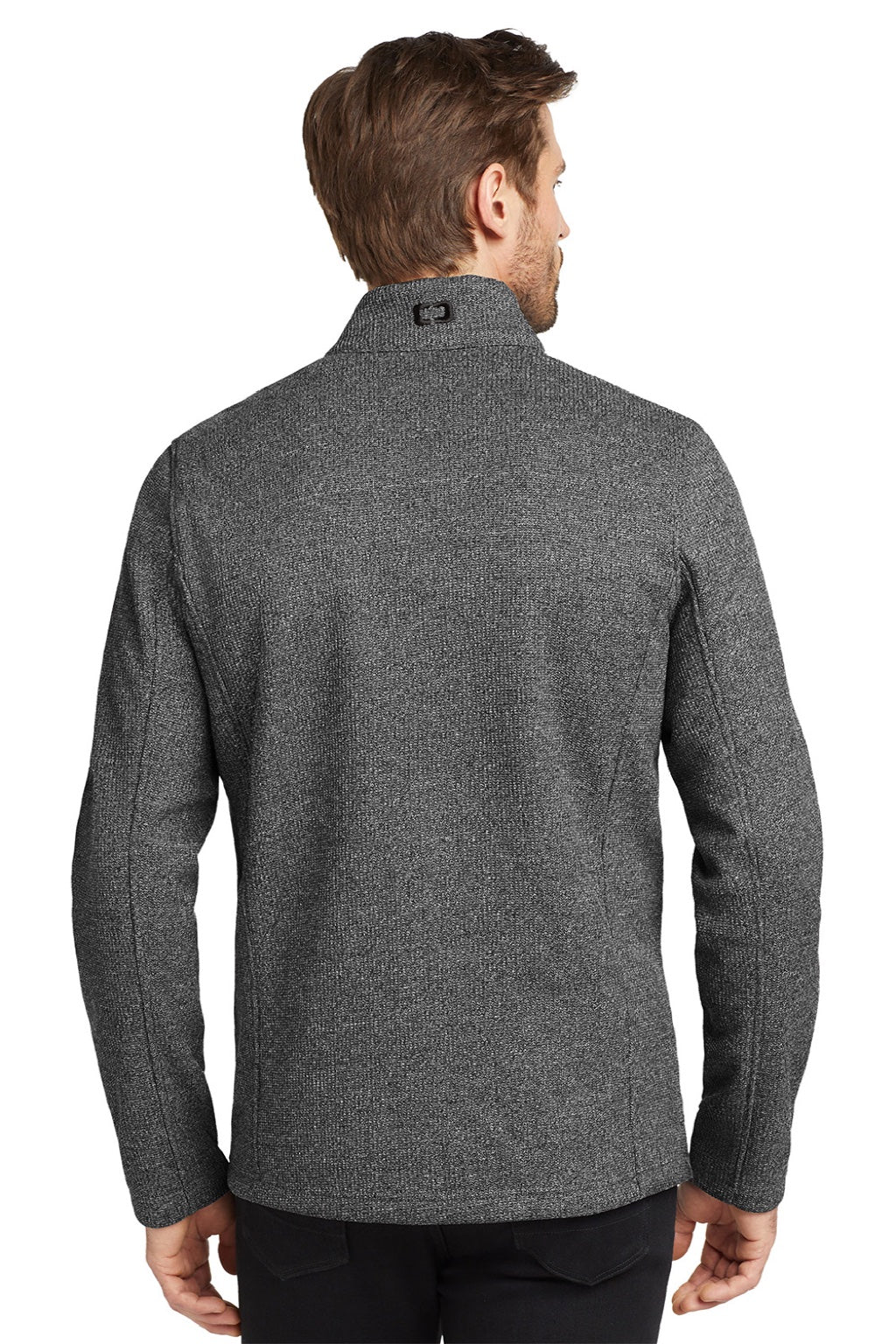 Ogio OG727 Mens Grit Full Zip Fleece Jacket Heather Diesel Grey Model Back