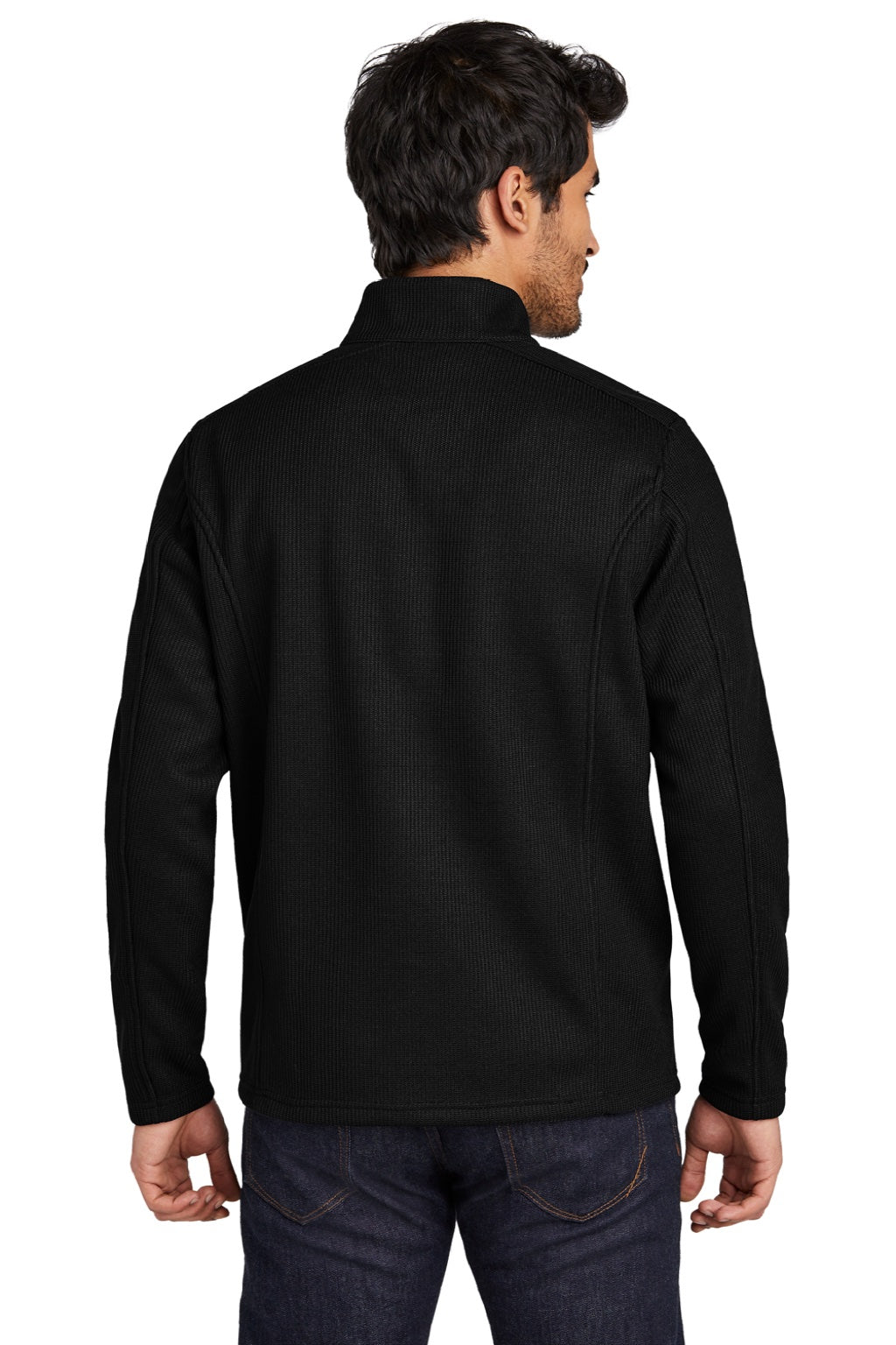 Ogio OG729 Mens Grit Fleece 1/4 Zip Sweatshirt Blacktop Model Back