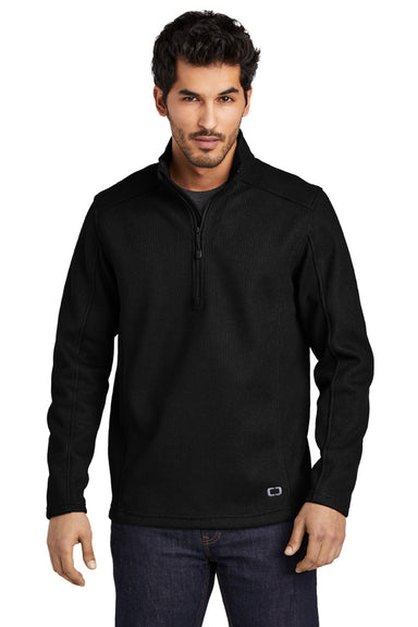Ogio OG729 Mens Grit Fleece 1/4 Zip Sweatshirt Blacktop Model Front