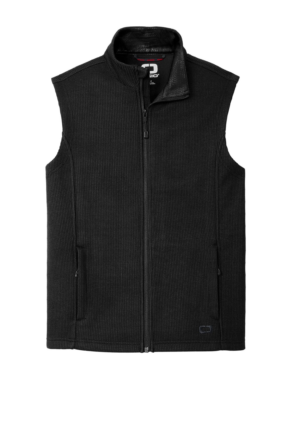 Ogio OG730 Mens Grit Fleece Full Zip Vest Blacktop Flat Front