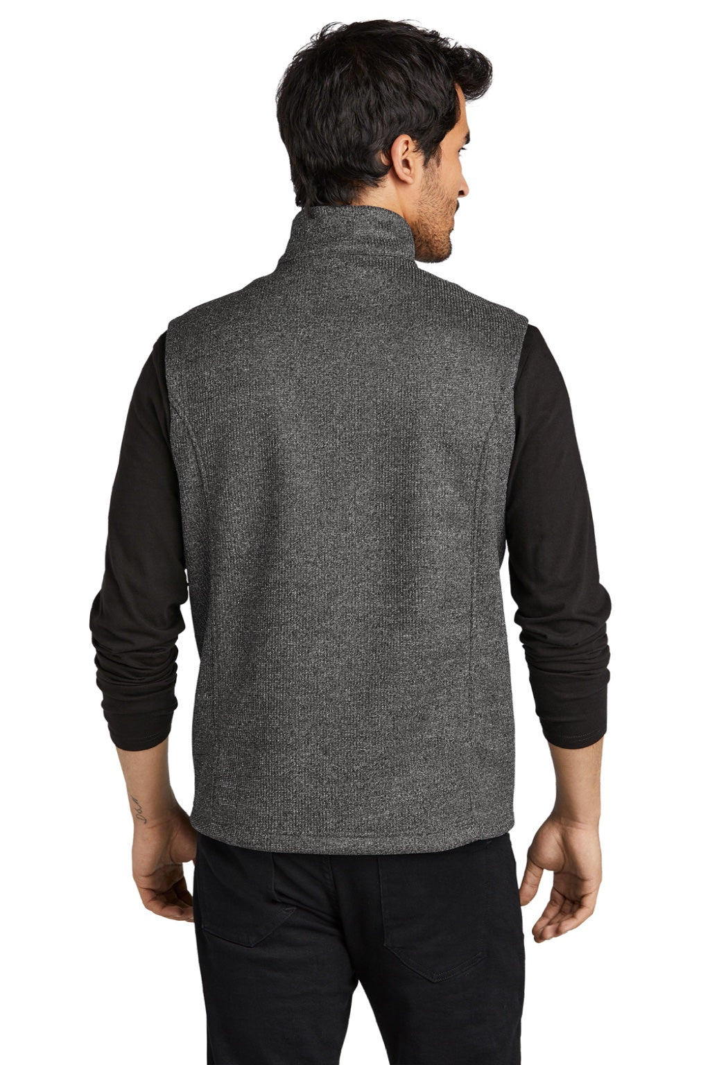 Ogio OG730 Mens Grit Fleece Full Zip Vest Heather Diesel Grey Model Back