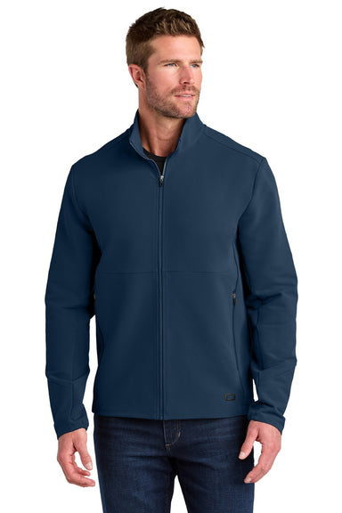 Ogio OG740 Mens Kinetic Full Zip Soft Shell Jacket River Navy Blue Model Front