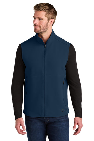 Ogio OG741 Mens Kinetic Full Zip Soft Shell Vest River Navy Blue Model Front