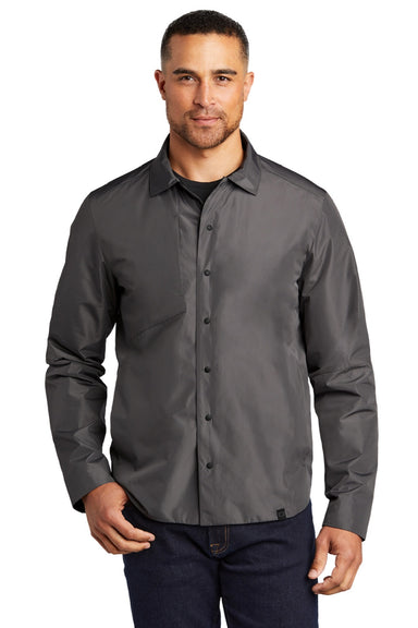 Ogio OG754 Mens Water Resistant Reverse Button Down Shirt Jacket Gear Grey Model Front