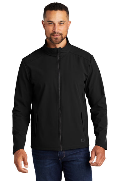Ogio OG755 Mens Commuter Water Resistant Full Zip Soft Shell Jacket Blacktop Model Front