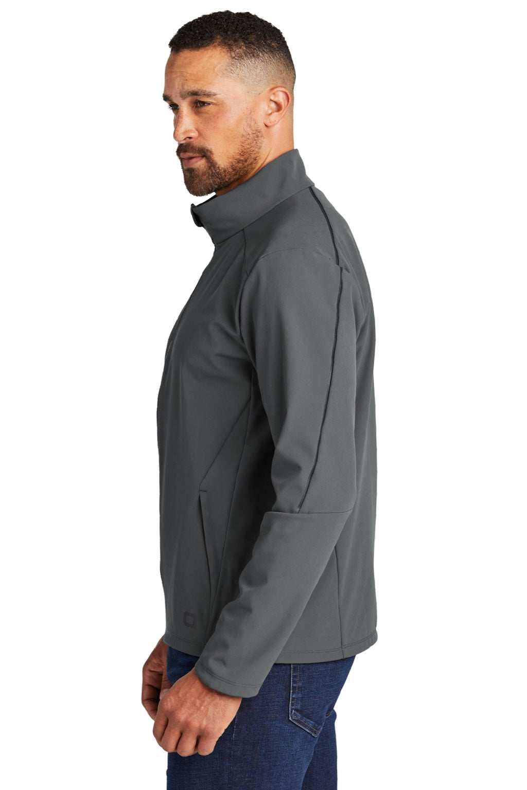 Ogio OG755 Mens Commuter Water Resistant Full Zip Soft Shell Jacket Diesel Grey Model Side