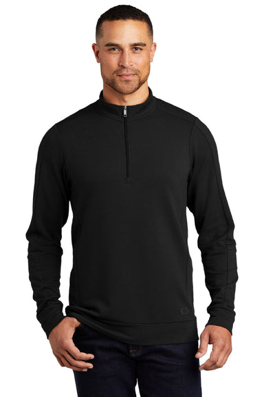 Ogio OG813 Mens Luuma Fleece 1/4 Zip Sweatshirt Blacktop Model Front