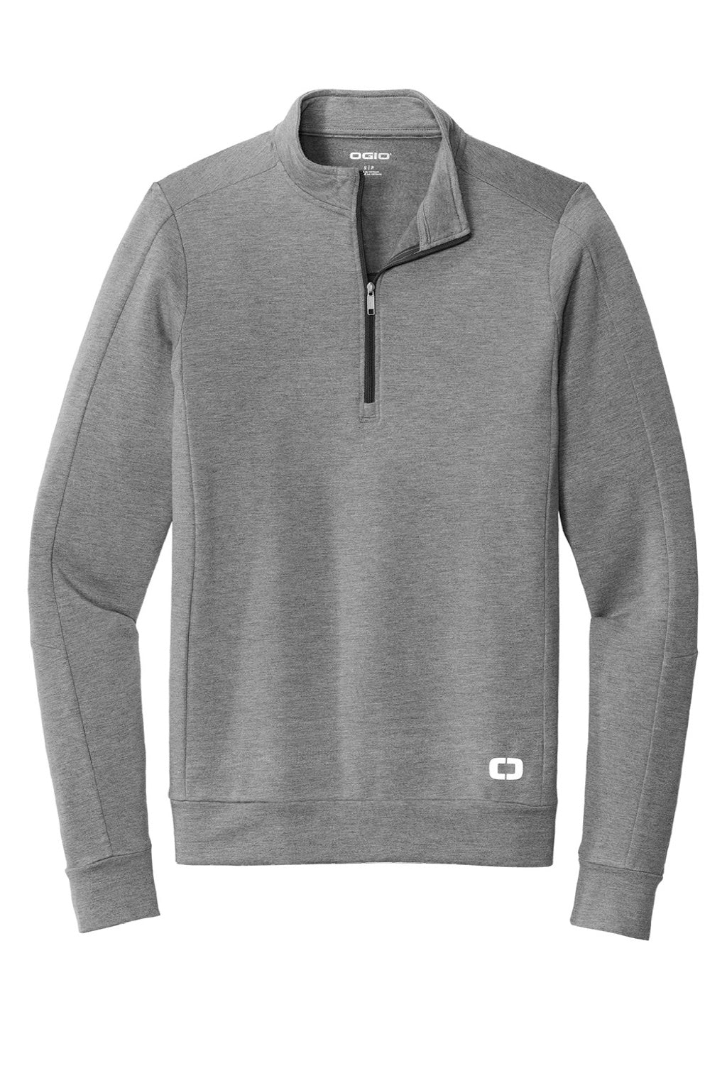 Ogio OG813 Mens Luuma Fleece 1/4 Zip Sweatshirt Heather Petrol Grey Flat Front