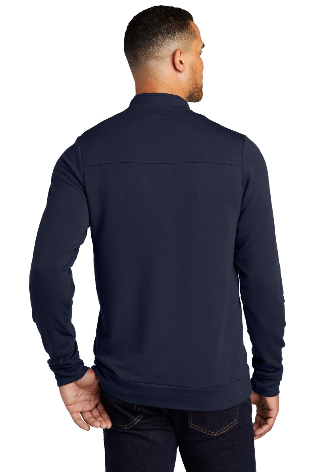 Ogio OG813 Mens Luuma Fleece 1/4 Zip Sweatshirt River Navy Blue Model Back