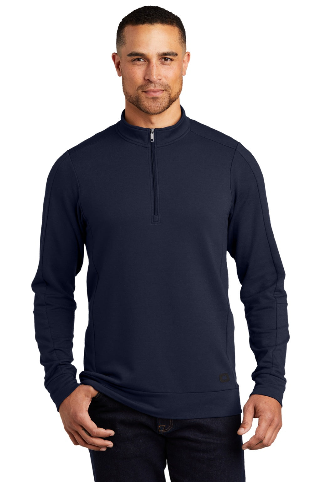 Ogio OG813 Mens Luuma Fleece 1/4 Zip Sweatshirt River Navy Blue Model Front