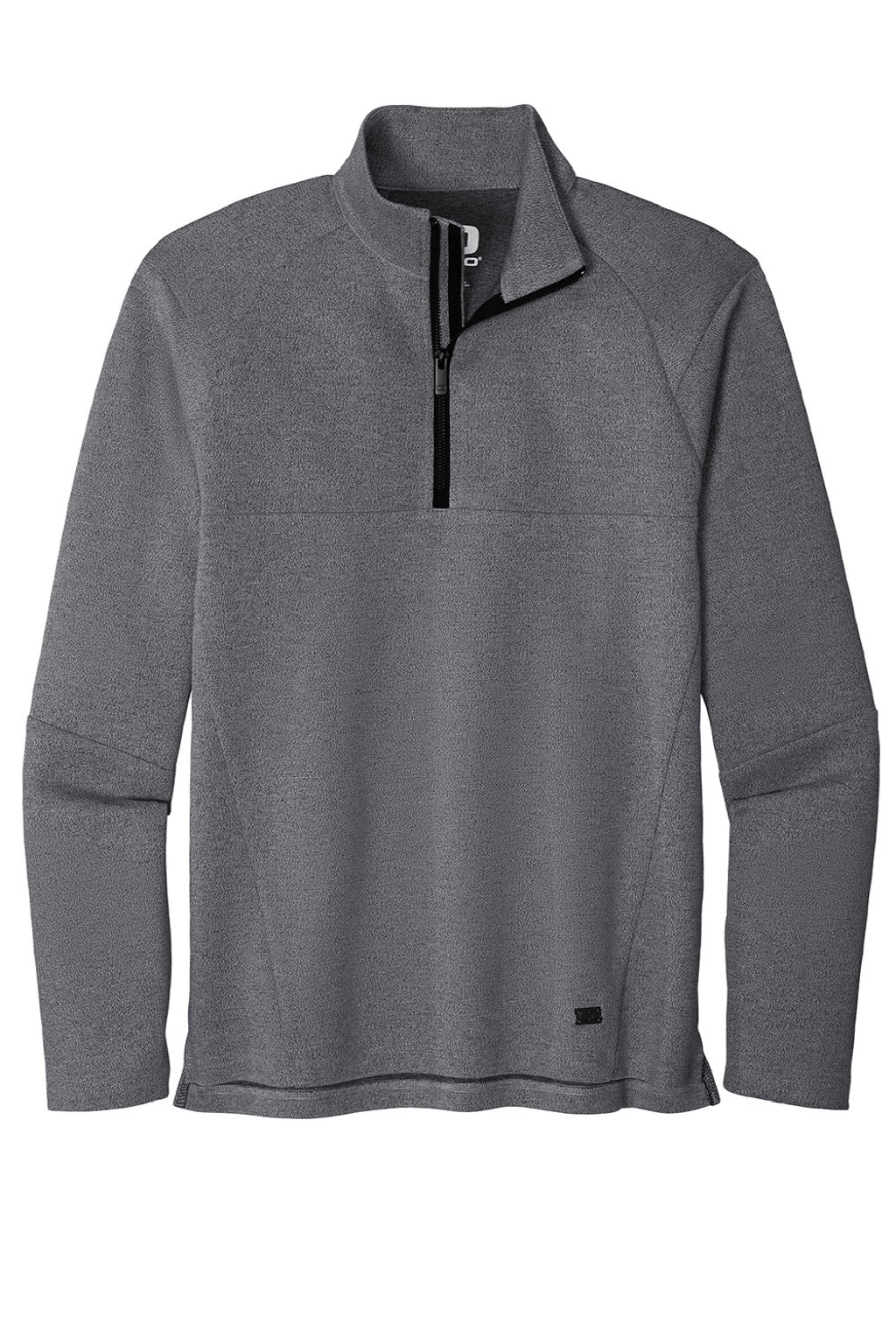 Ogio OG821 Mens Transition Fleece 1/4 Zip Sweatshirt Heather Blacktop Flat Front