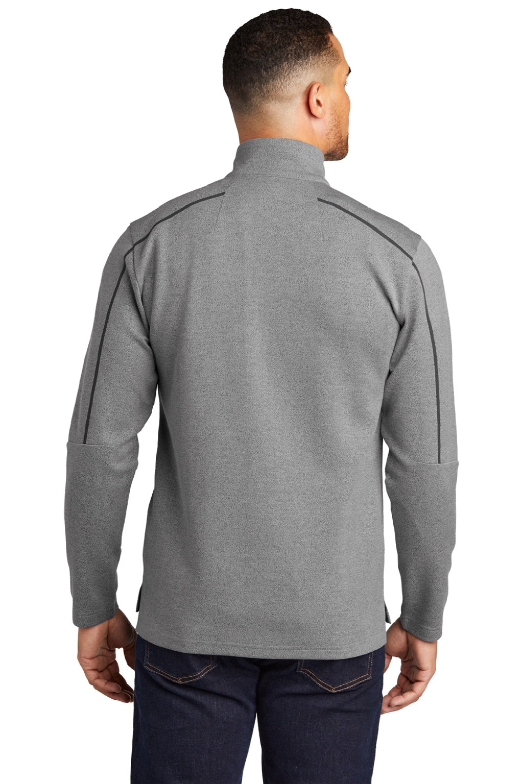 Ogio OG821 Mens Transition Fleece 1/4 Zip Sweatshirt Heather Petrol Grey Model Back