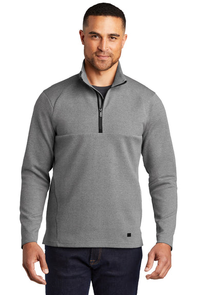 Ogio OG821 Mens Transition Fleece 1/4 Zip Sweatshirt Heather Petrol Grey Model Front