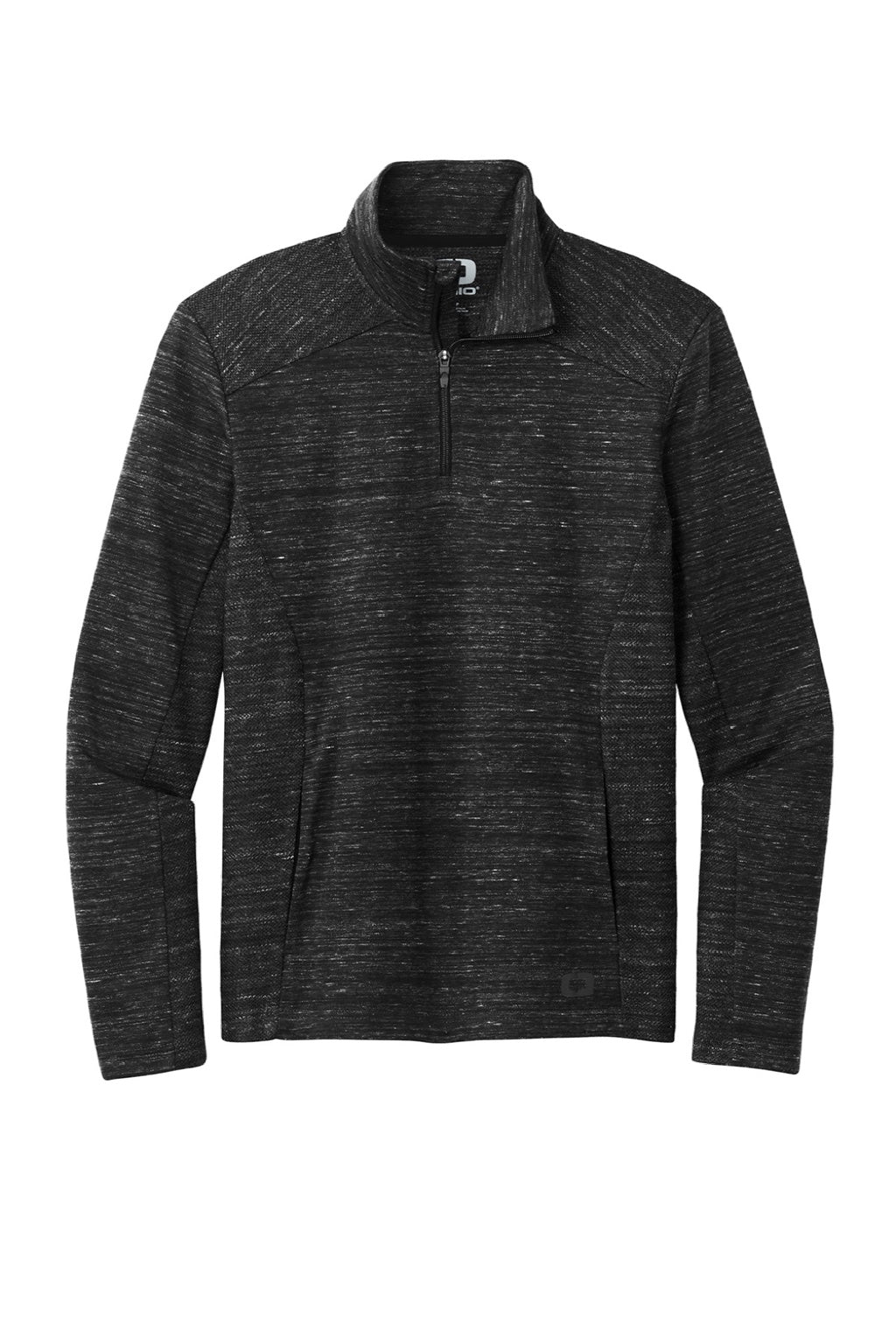 Ogio OG823 Mens Flux 1/4 Zip Sweatshirt w/ Pockets Heather Blacktop Flat Front