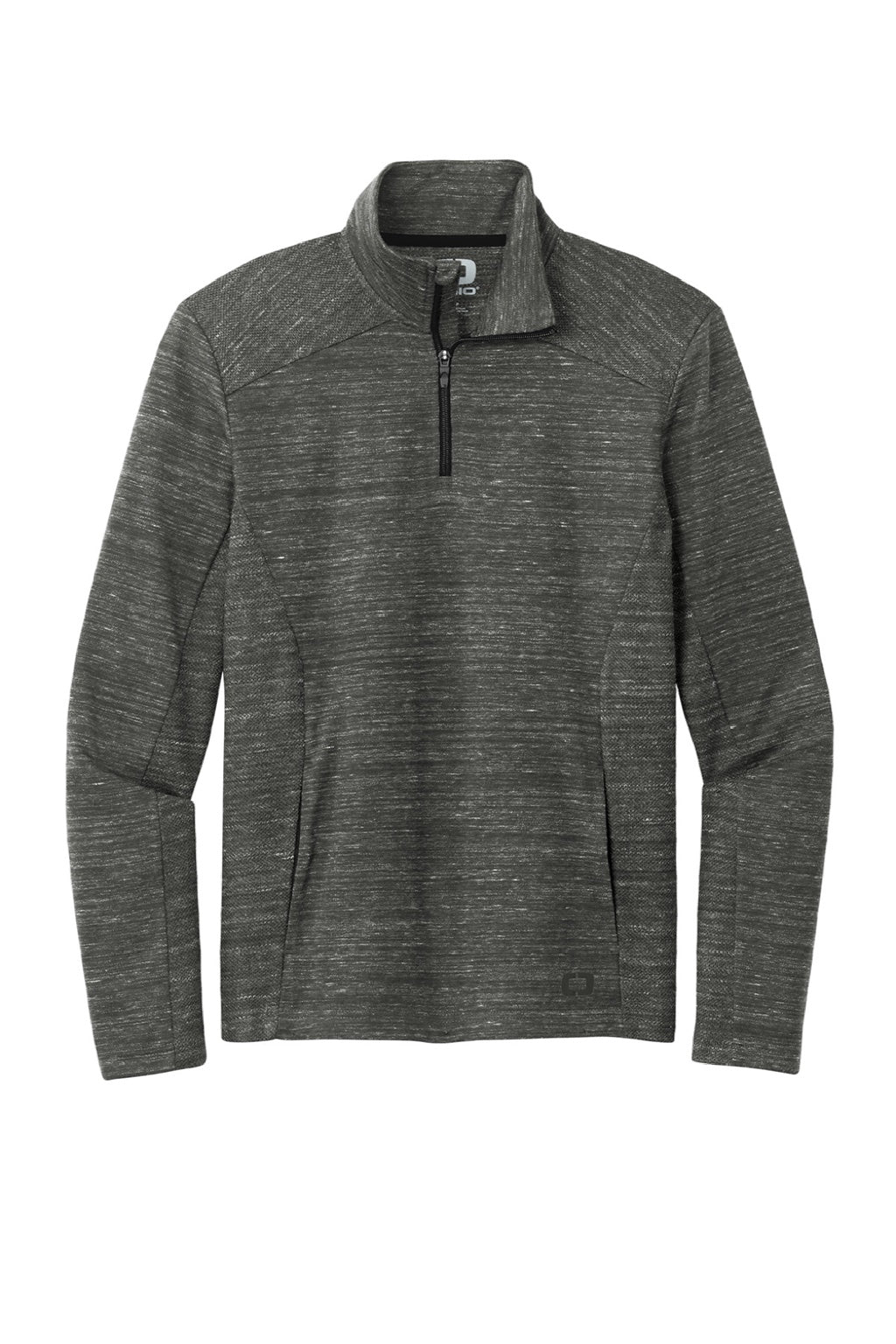 Ogio OG823 Mens Flux 1/4 Zip Sweatshirt w/ Pockets Heather Tarmac Grey Flat Front