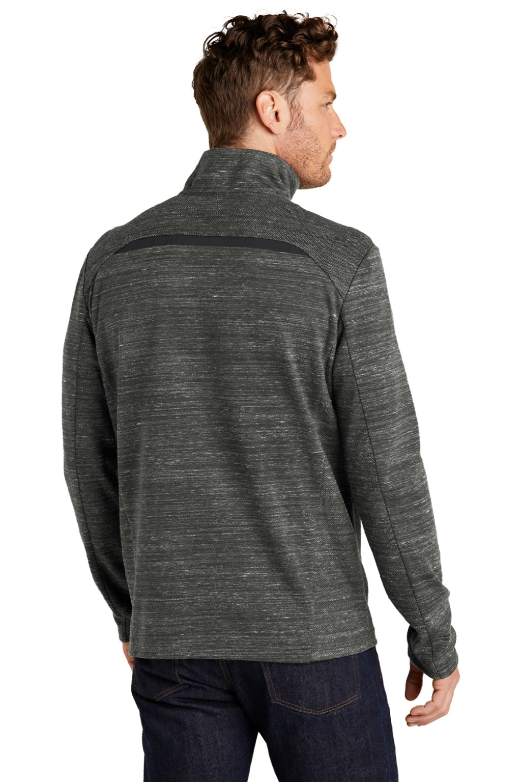 Ogio OG823 Mens Flux 1/4 Zip Sweatshirt w/ Pockets Heather Tarmac Grey Model Back
