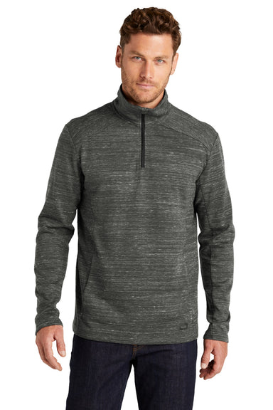 Ogio OG823 Mens Flux 1/4 Zip Sweatshirt w/ Pockets Heather Tarmac Grey Model Front