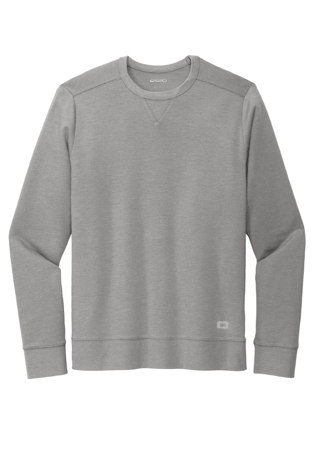 Ogio OG825 Mens Luuma Flex Crewneck Sweatshirt Heather Petrol Grey Flat Front