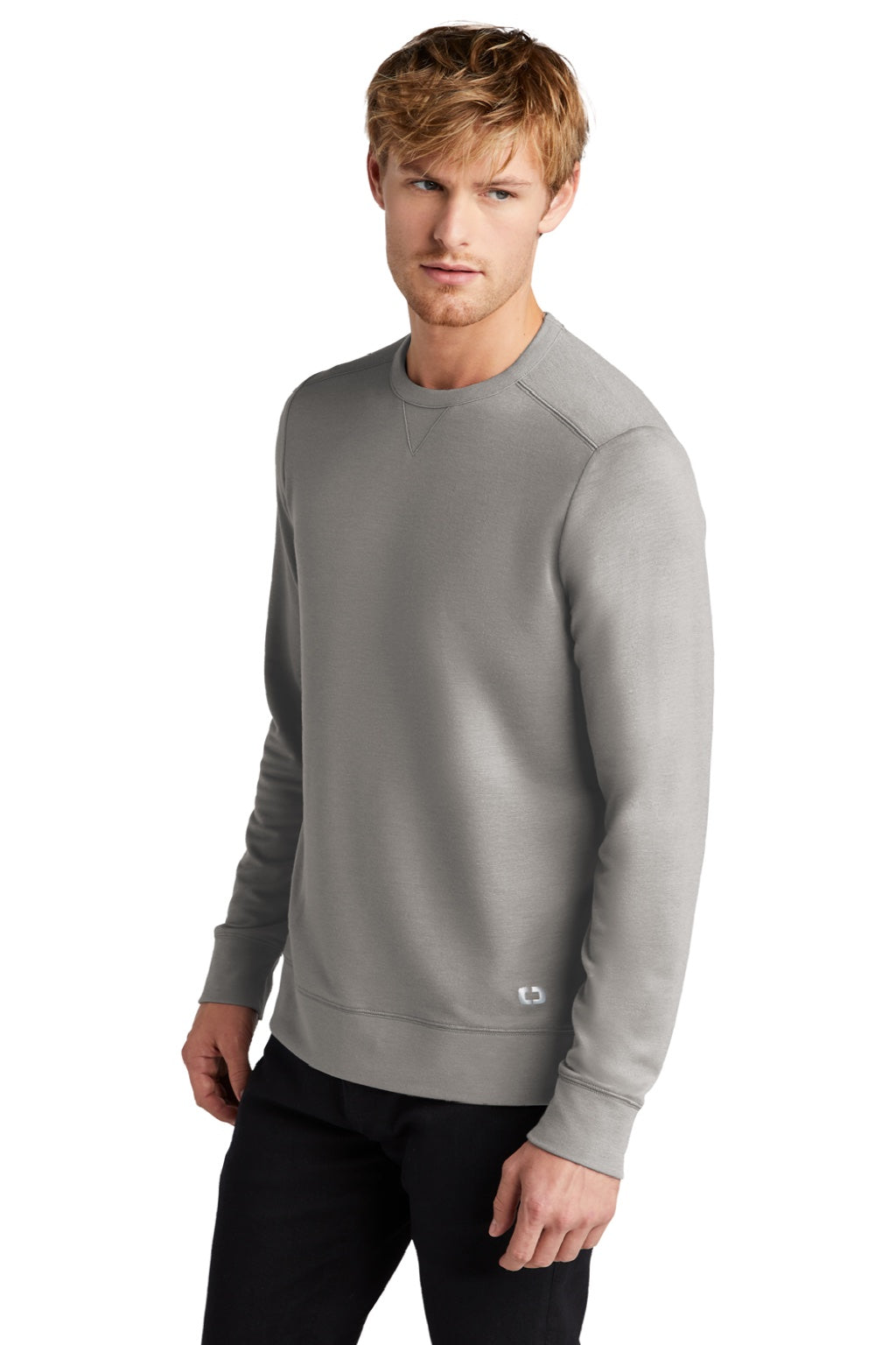 Ogio OG825 Mens Luuma Flex Crewneck Sweatshirt Heather Petrol Grey Model 3q