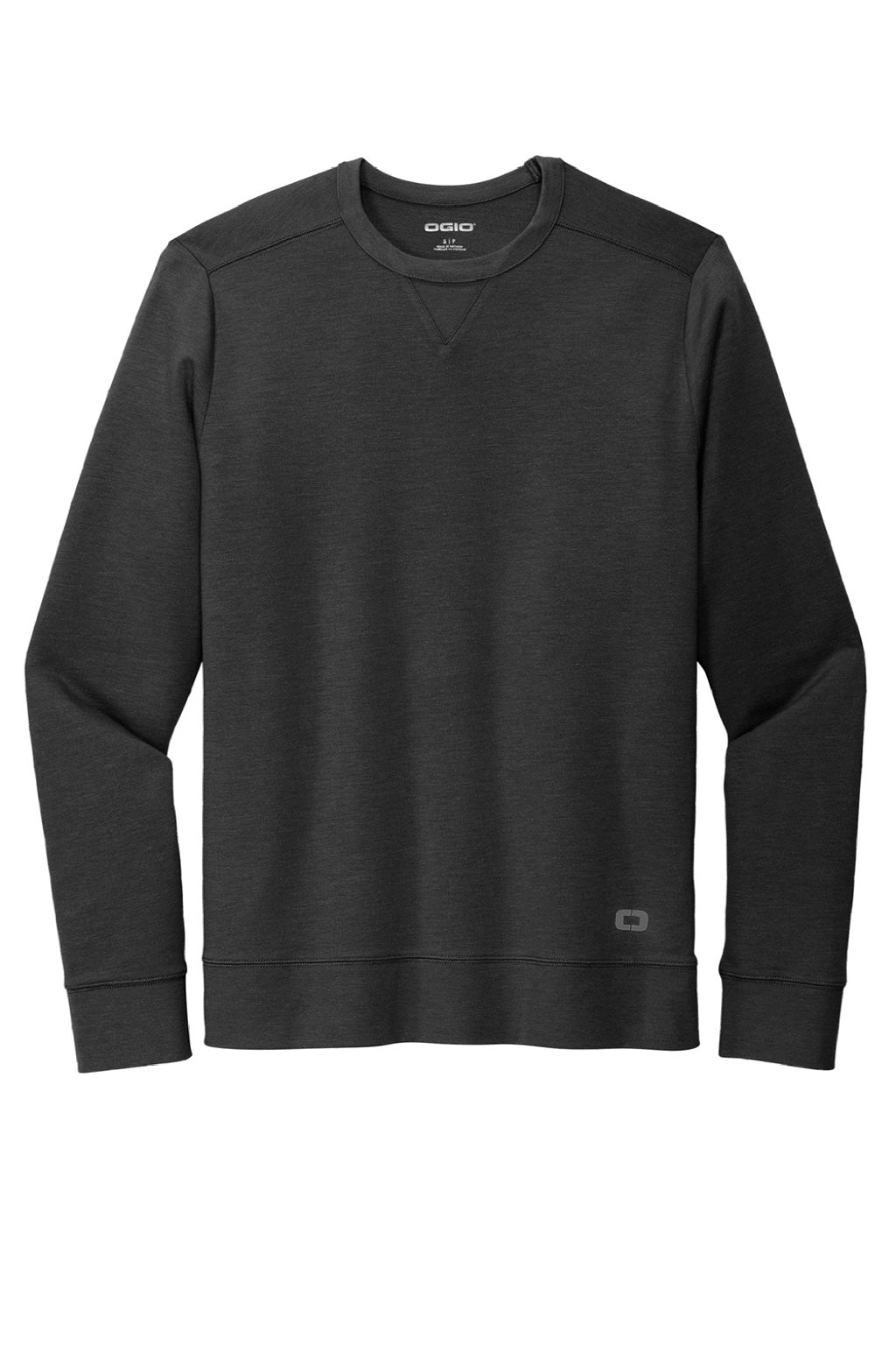 Ogio OG825 Mens Luuma Flex Crewneck Sweatshirt Heather Tarmac Grey Flat Front