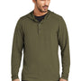 Ogio Mens Luuma Flex Hooded Long Sleeve Henley - Deep Olive Green