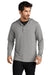 Ogio OG826 Mens Luuma Flex Hooded Long Sleeve Henley Heather Petrol Grey Model Front