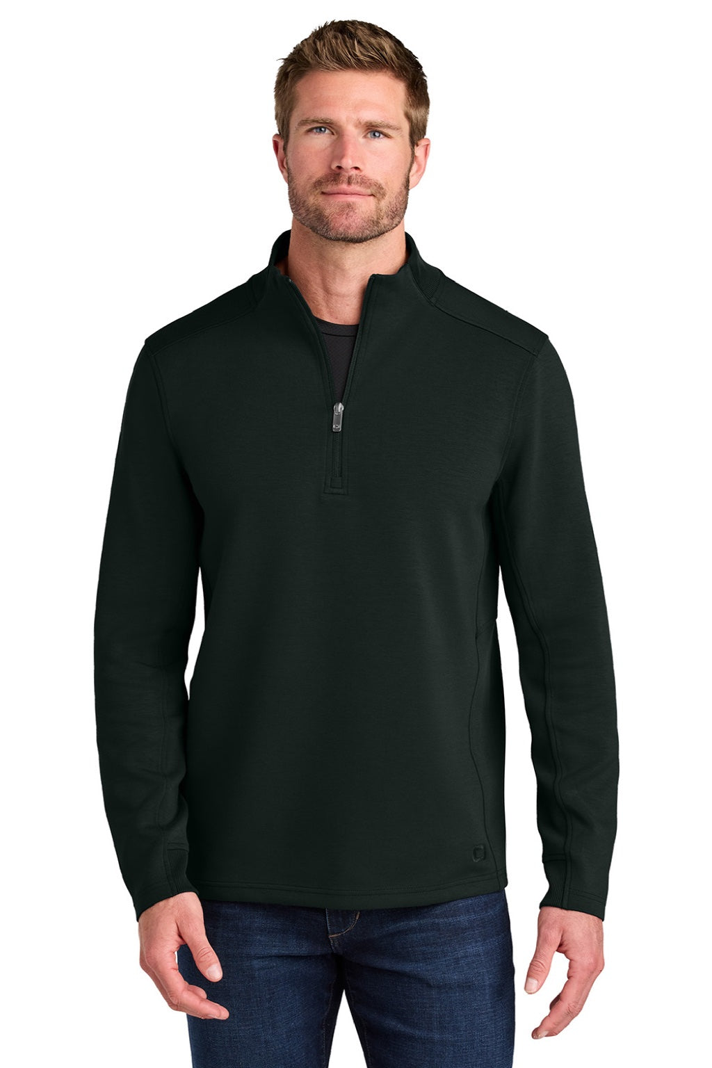 Ogio OG861 Mens Transcend 1/4 Zip Sweatshirt Blacktop Model Front