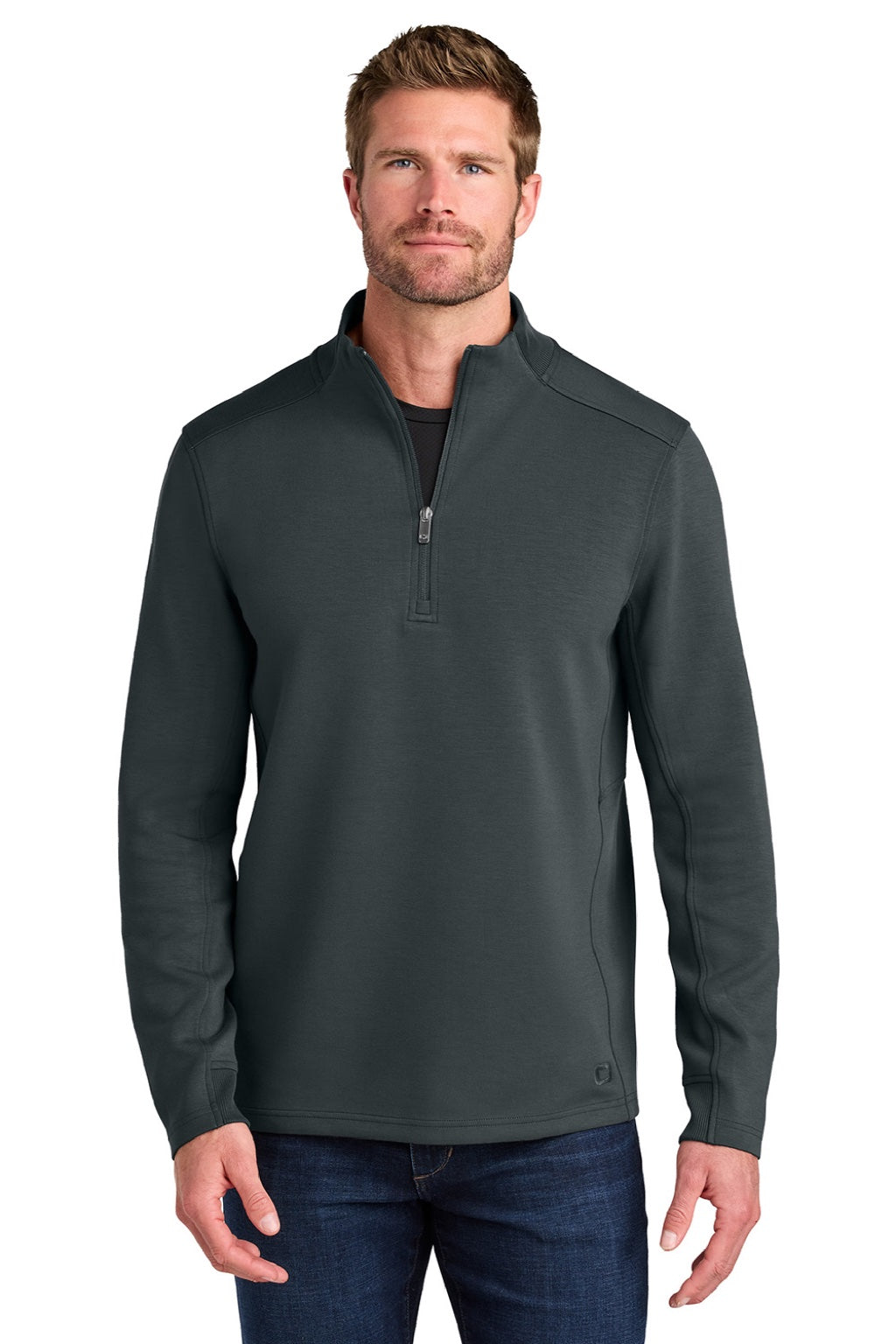 Ogio OG861 Mens Transcend 1/4 Zip Sweatshirt Tarmac Grey Model Front