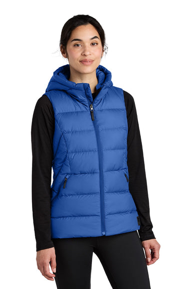 Outdoor Research OR322218 Womens Coldsnap Down Filled Full Zip Hooded Vest Galaxy Blue Model Front