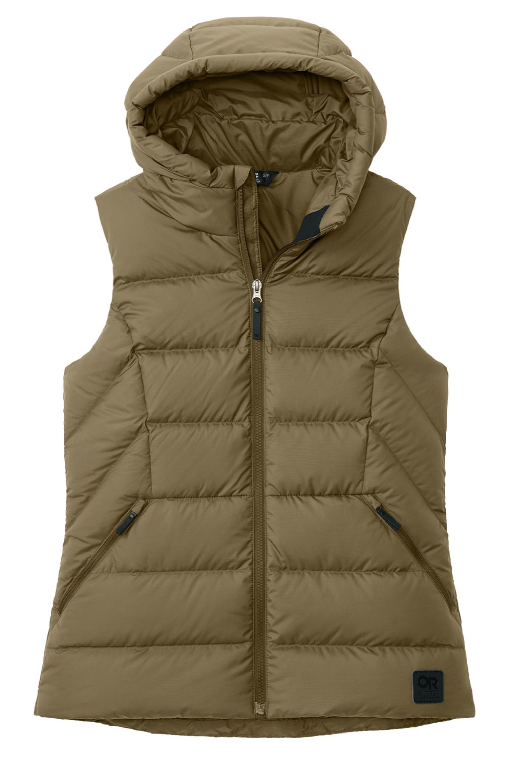 Outdoor Research OR322218 Womens Coldsnap Down Filled Full Zip Hooded Vest Loden Flat Front