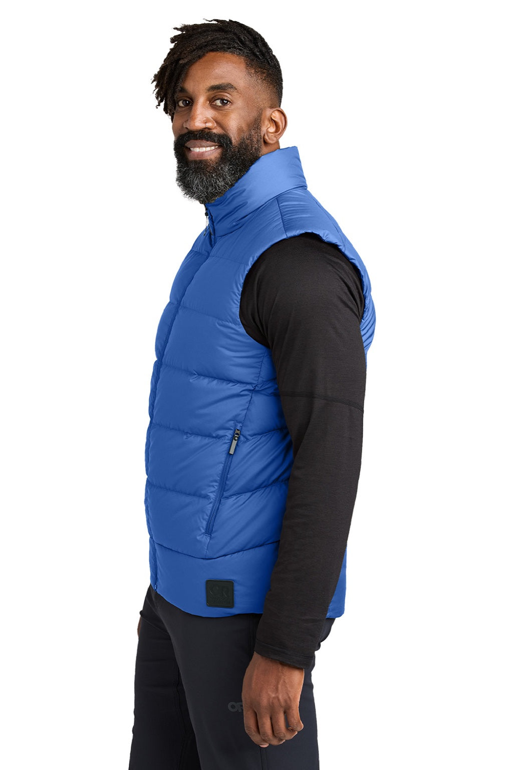 Outdoor Research OR322227 Mens Coldsnap Down Filled Full Zip Hooded Vest Galaxy Blue Model Side