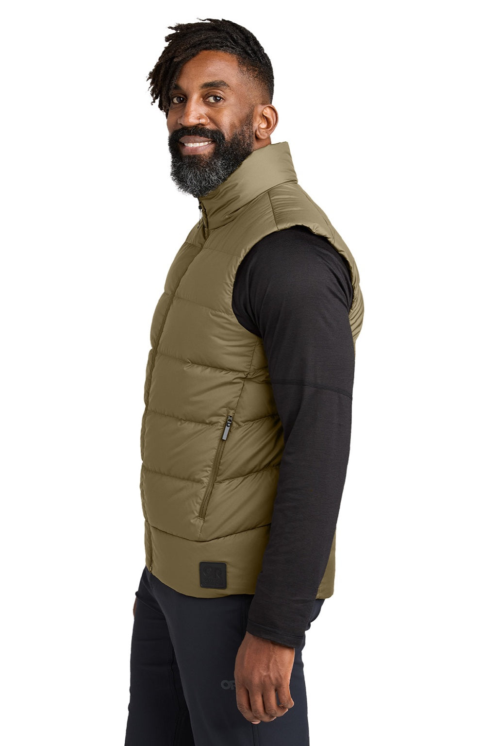 Outdoor Research OR322227 Mens Coldsnap Down Filled Full Zip Hooded Vest Loden Model Side