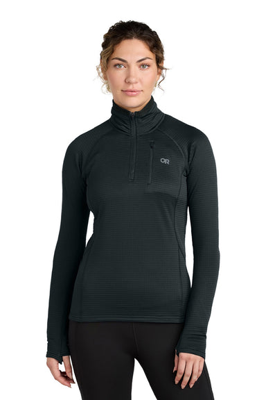 Outdoor Research OR322263 Womens Tech Grid Fleece 1/4 Zip Sweatshirt Black Model Front
