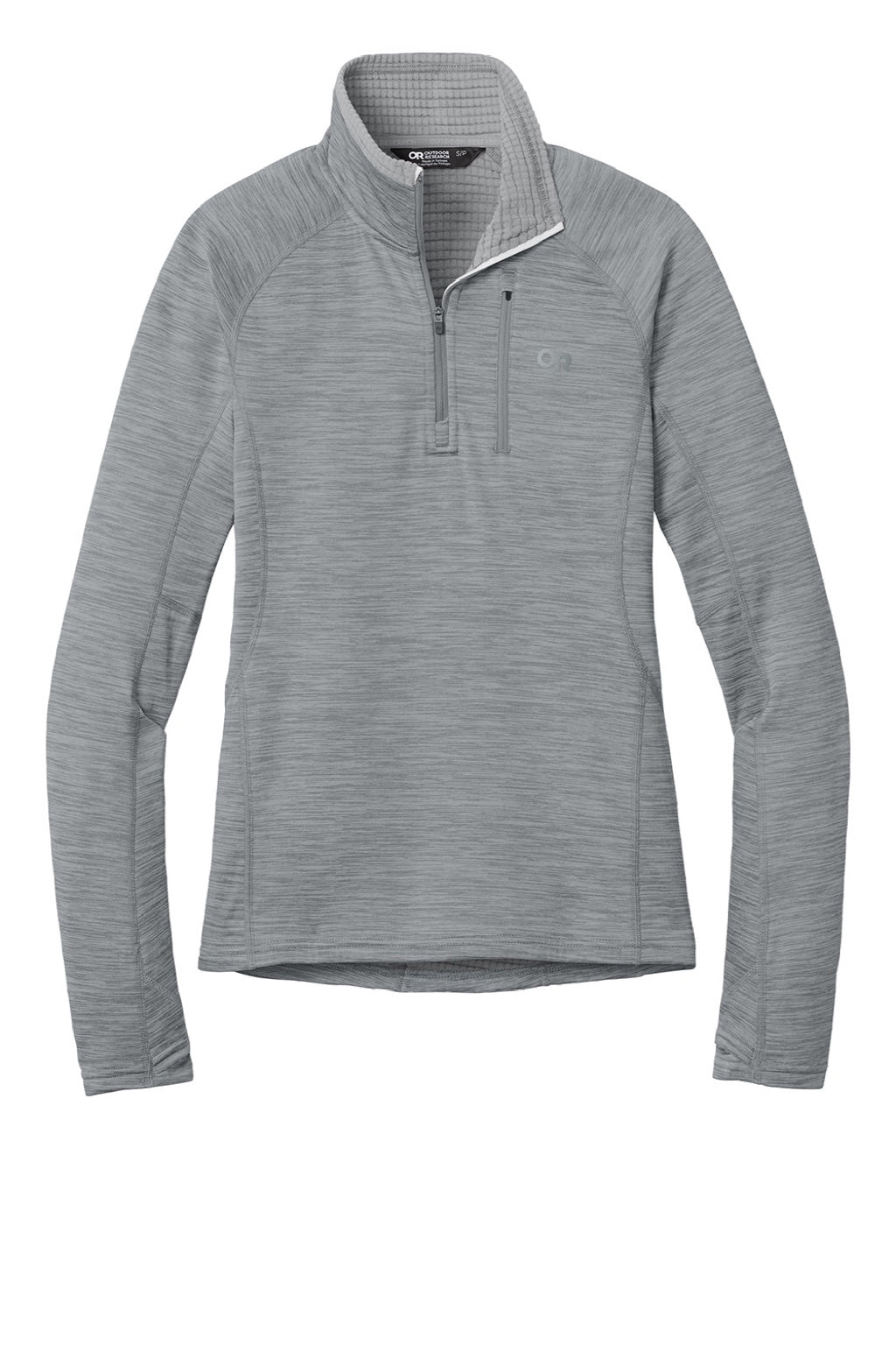 Outdoor Research OR322263 Womens Tech Grid Fleece 1/4 Zip Sweatshirt Heather Grey Flat Front
