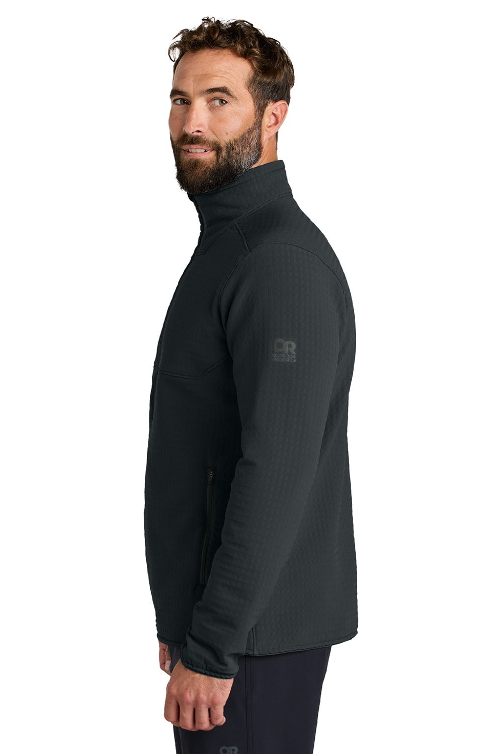 Outdoor Research OR322264 Mens Grid Soft Shell Full Zip Jacket Black Model Side