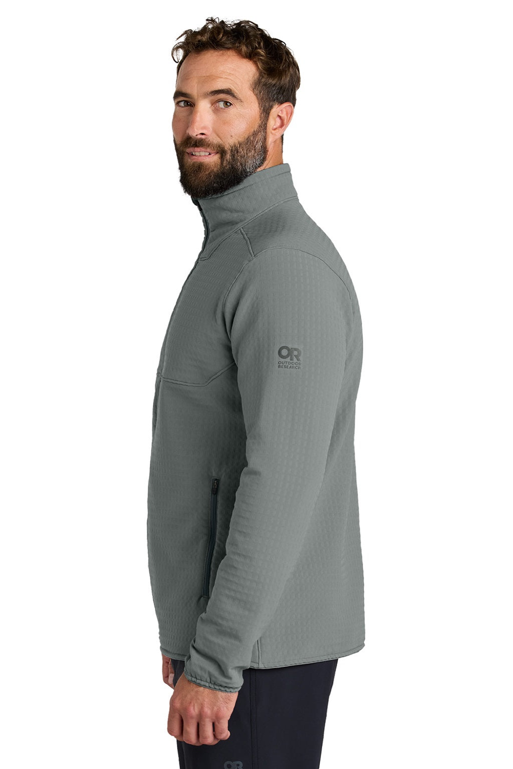 Outdoor Research OR322264 Mens Grid Soft Shell Full Zip Jacket Grey Model Side