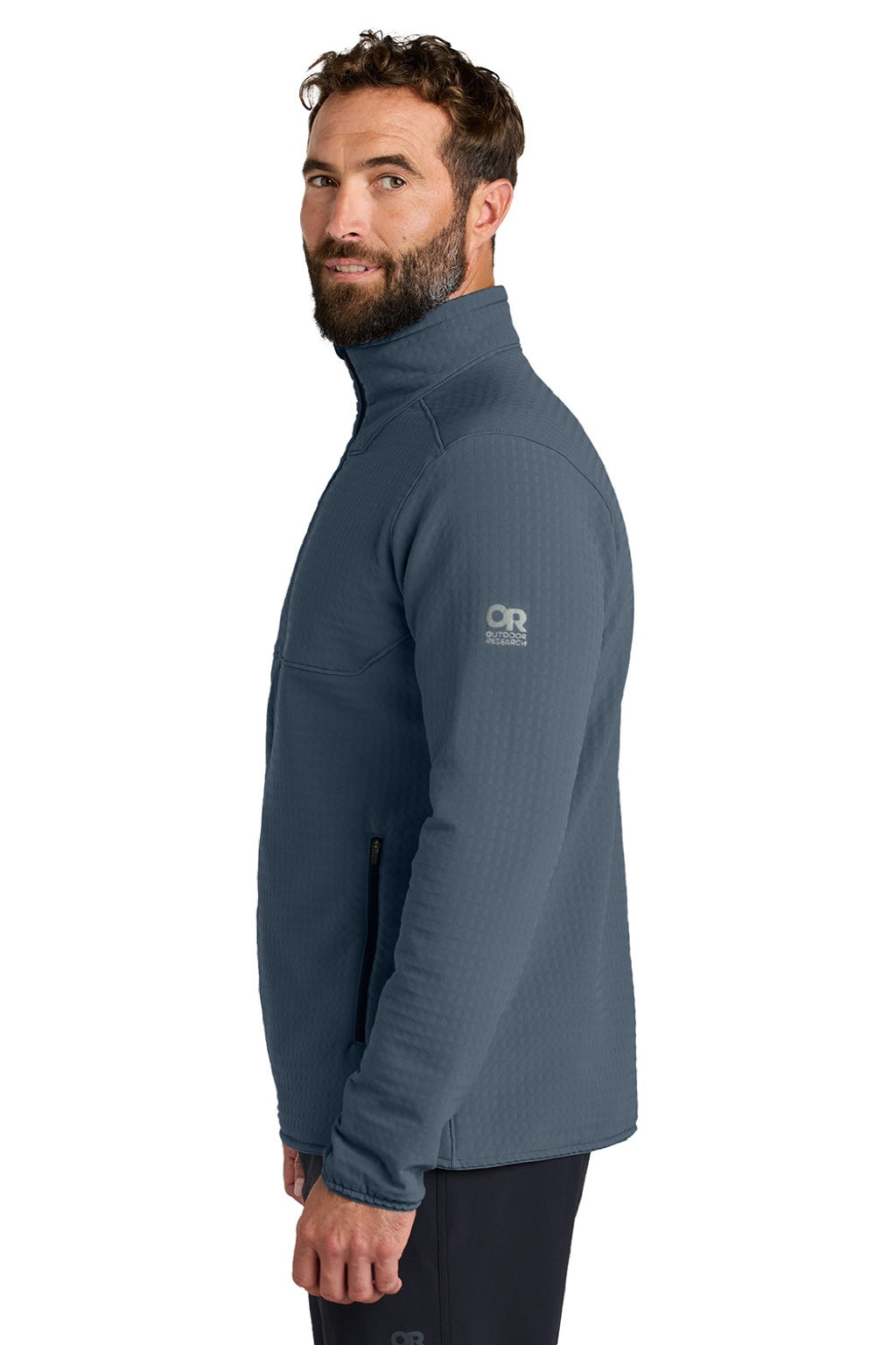 Outdoor Research OR322264 Mens Grid Soft Shell Full Zip Jacket Naval Blue Model Side