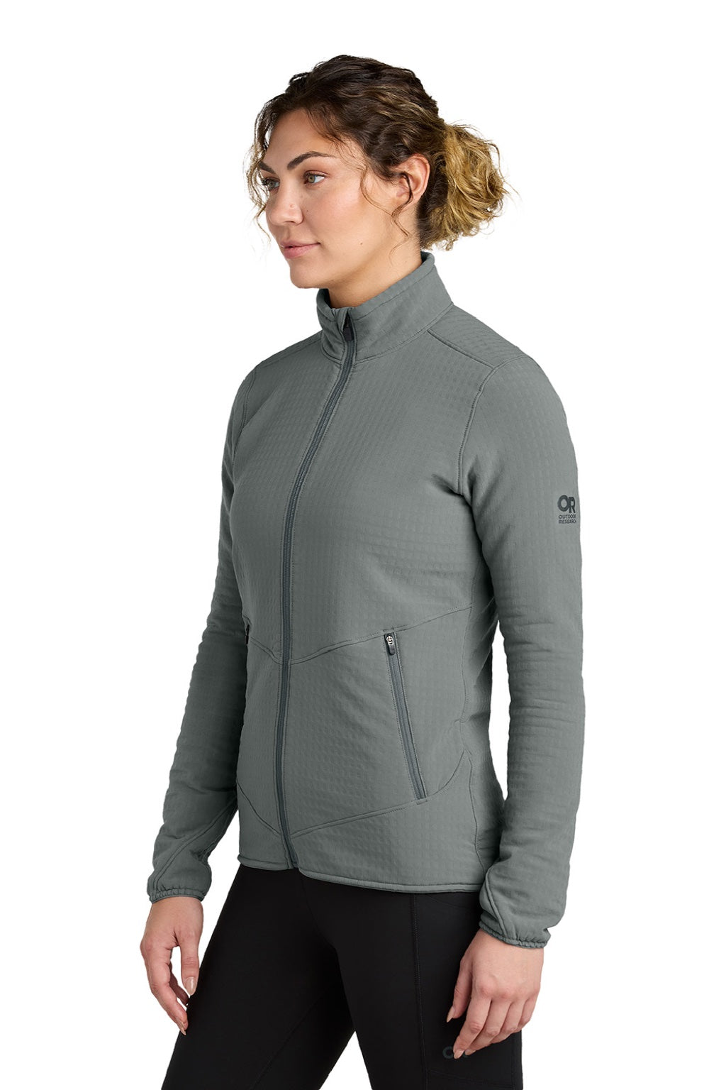 Outdoor Research OR322265 Womens Grid Soft Shell Full Zip Jacket Grey Model Side