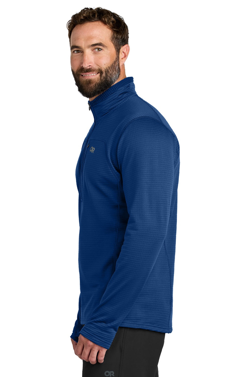 Outdoor Research OR322267 Mens Tech Grid Fleece 1/4 Zip Sweatshirt Galaxy Blue Model Side