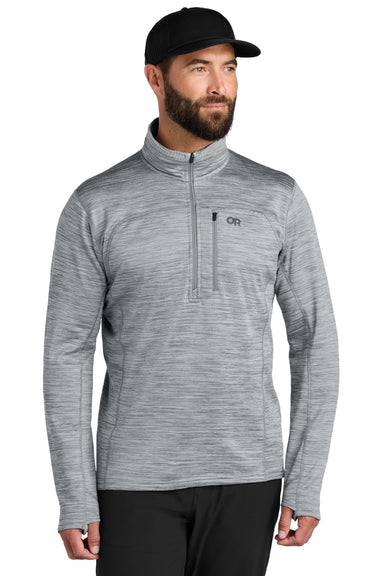 Outdoor Research OR322267 Mens Tech Grid Fleece 1/4 Zip Sweatshirt Heather Grey Model Front