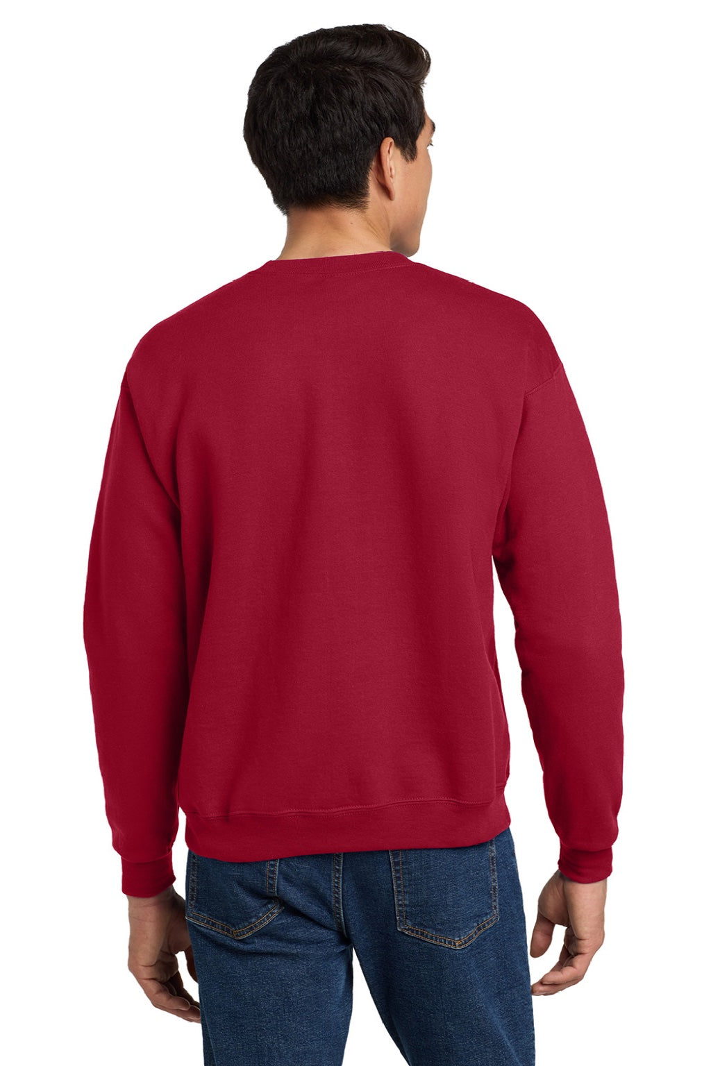 Hanes P160 Mens EcoSmart Print Pro XP Pill Resistant Fleece Crewneck Sweatshirt Deep Red Model Back