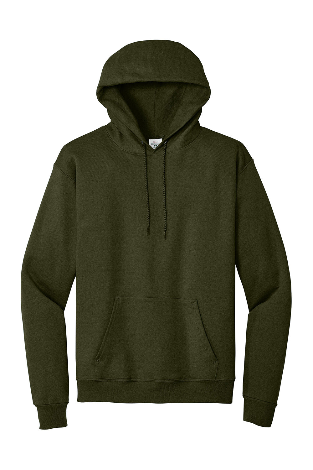 Hanes P170 Mens EcoSmart Print Pro XP Pill Resistant Hooded Sweatshirt Hoodie w/ Pouch Pocket Fatigue Green Flat Front