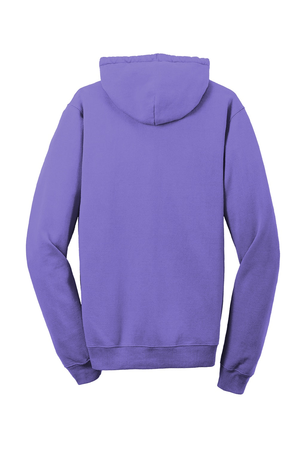 Port & Company PC098H Mens Beach Wash Fleece Hooded Sweatshirt Hoodie w/ Pouch Pocket Amethyst Purple Flat Back