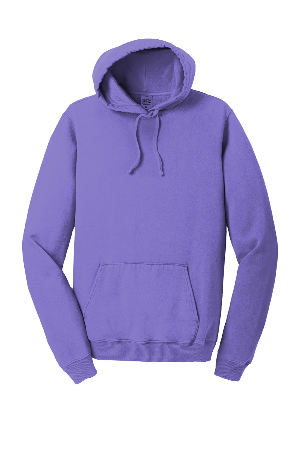 Port & Company PC098H Mens Beach Wash Fleece Hooded Sweatshirt Hoodie w/ Pouch Pocket Amethyst Purple Flat Front