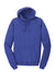 Port & Company PC098H Mens Beach Wash Fleece Hooded Sweatshirt Hoodie w/ Pouch Pocket Iris Blue Flat Front