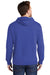 Port & Company PC098H Mens Beach Wash Fleece Hooded Sweatshirt Hoodie w/ Pouch Pocket Iris Blue Model Back