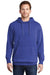 Port & Company PC098H Mens Beach Wash Fleece Hooded Sweatshirt Hoodie w/ Pouch Pocket Iris Blue Model Front
