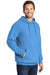 Port & Company PC098H Mens Beach Wash Fleece Hooded Sweatshirt Hoodie w/ Pouch Pocket Blue Moon Model 3q