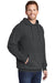 Port & Company PC098H Mens Beach Wash Fleece Hooded Sweatshirt Hoodie w/ Pouch Pocket Coal Grey Model 3q